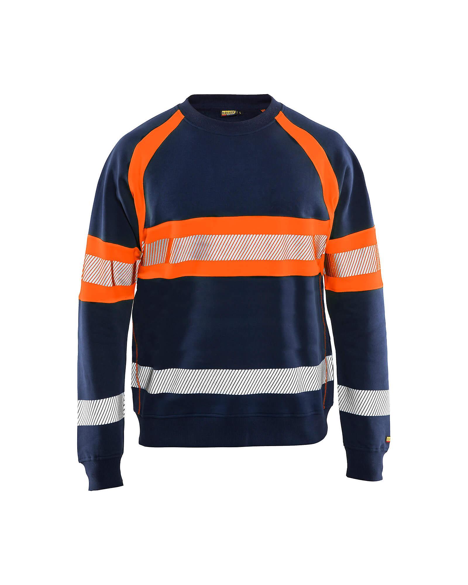 Blaklader 3359 Work Sweatshirt hi-vis - Mens (33591158) Navy blue/orange Xxxl