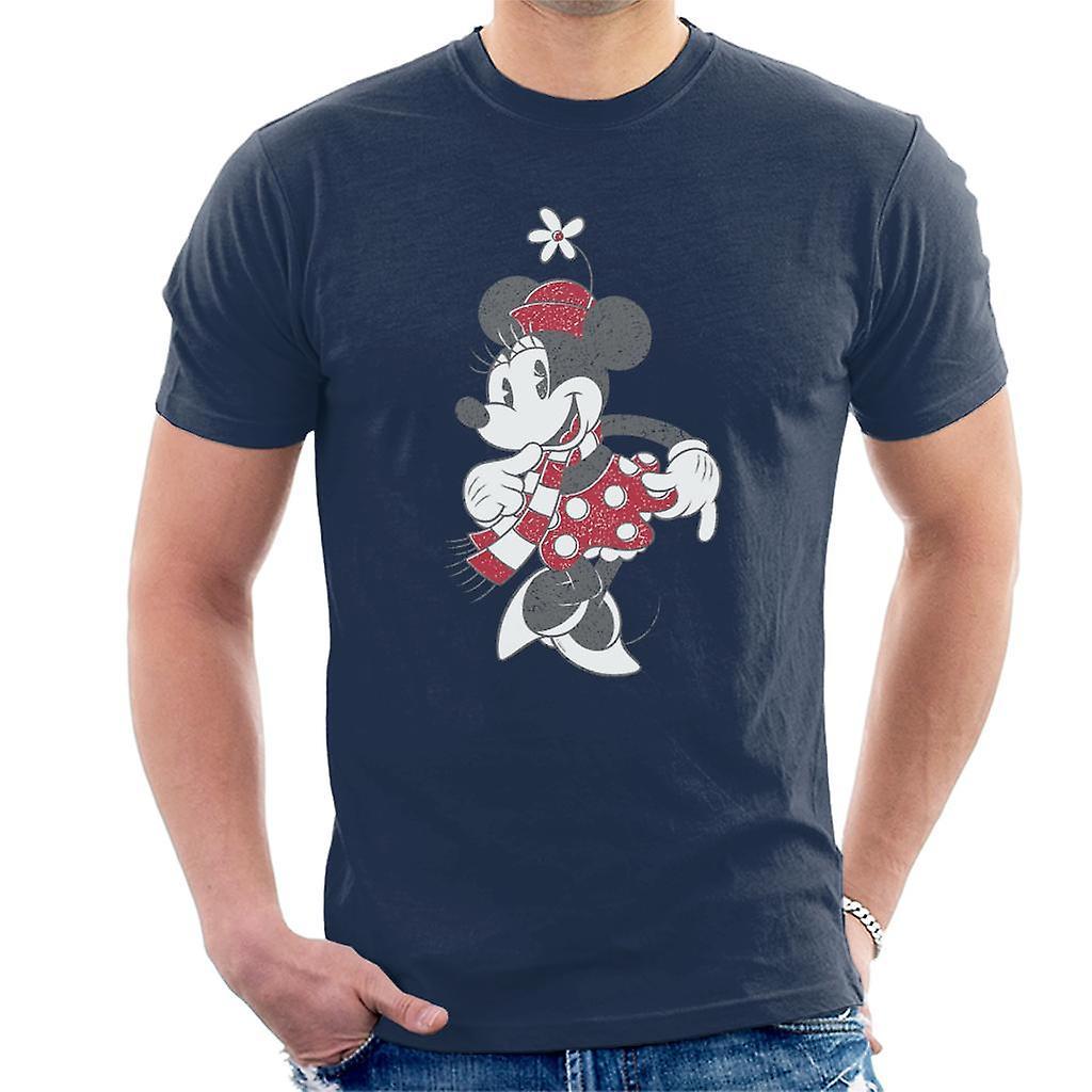 Disney Christmas Minnie Mouse Vintage Design Men's T-Shirt Navy Blue Medium