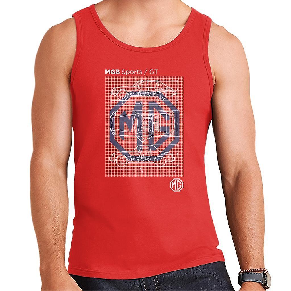 MG B Sports GT British Motor Heritage Men's Vest Red Large