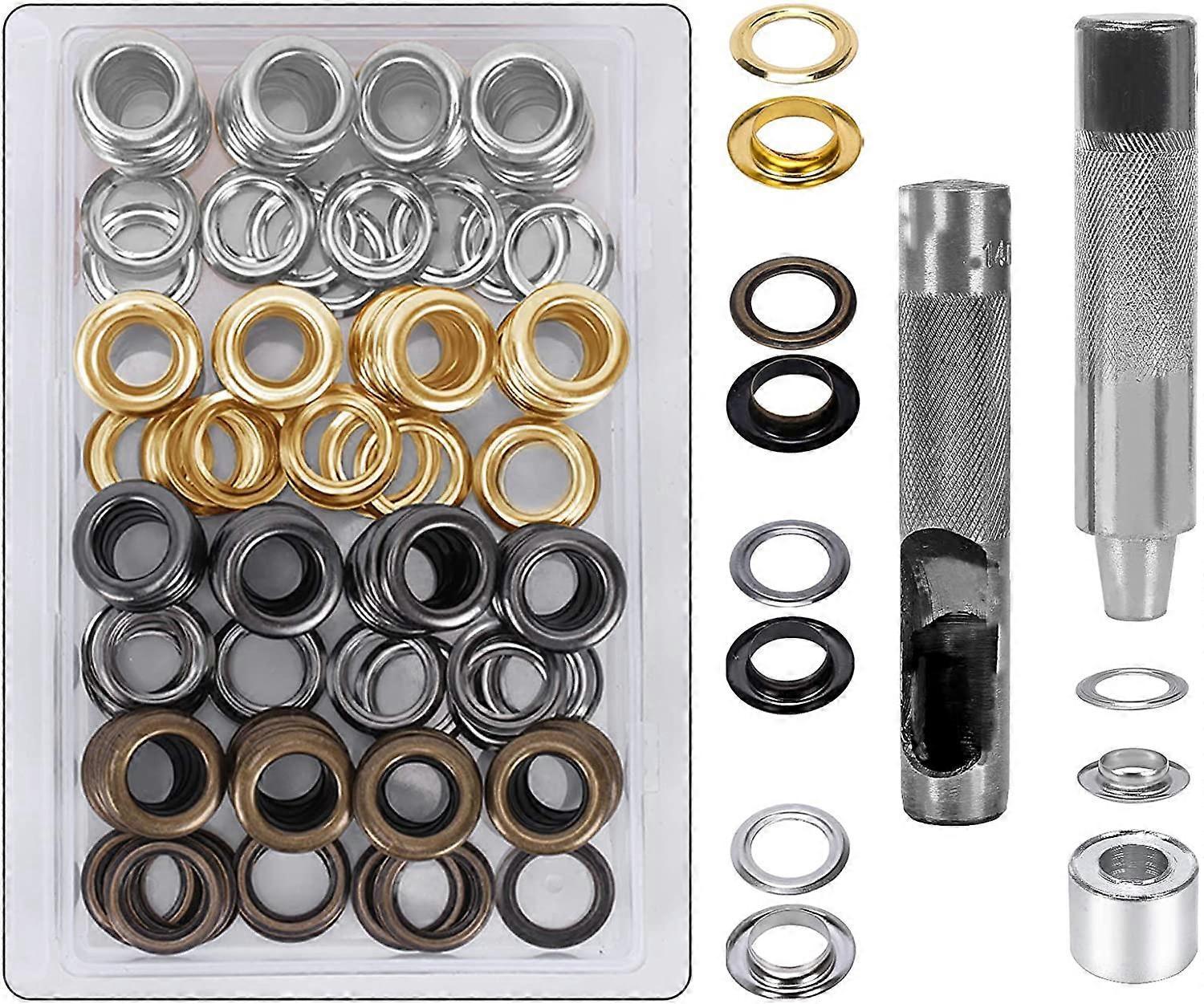 Szyy 100 Sets Eyelets 14mm Grommet Kit Eyelets Metal Grommet Tools Eyelet Kit with Grommet Tools