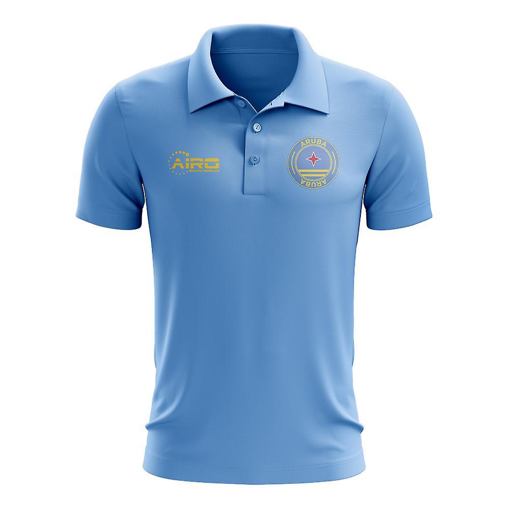 UKSoccerShop Aruba Football Polo Shirt (Sky) Small (34-36 inch)