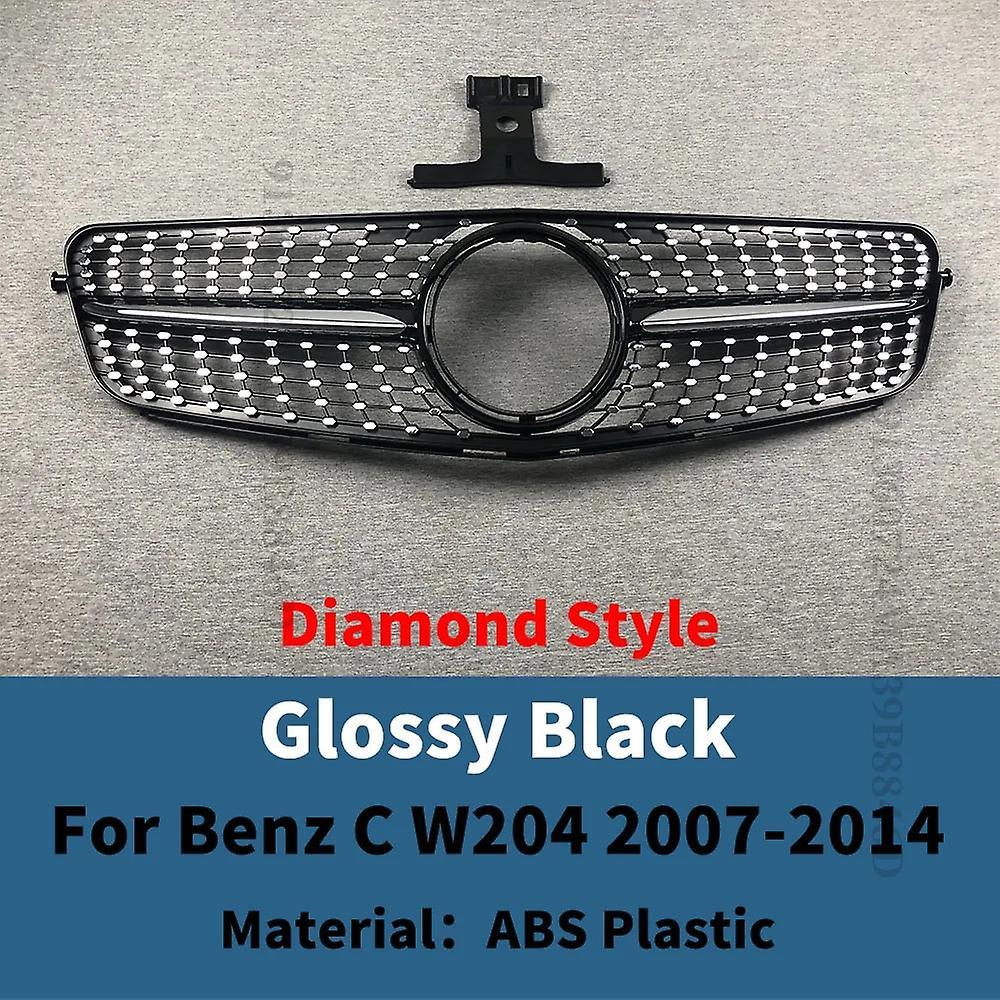 Sanxing Front Bumper Inlet Grille Racing Grill Diamond Style For Mercedes Benz C W204 2007-2014 C180 C200 C250 C300 C350 C43 Hood Mesh Glossy Black