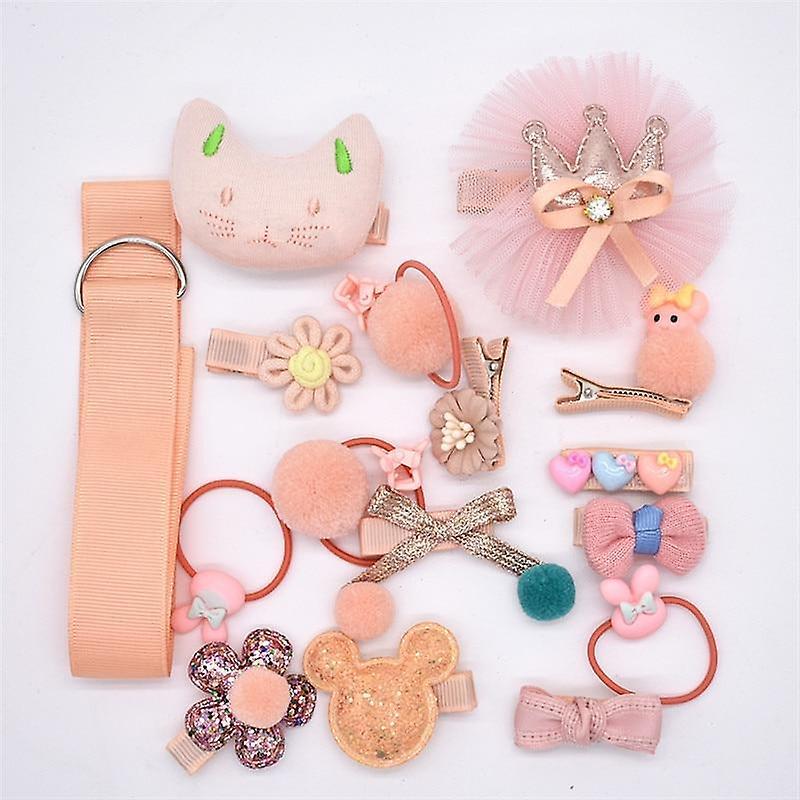 Slowmoose New Baby Hair Clips, Cartoon Barrettes Orange-Pink-18PCS