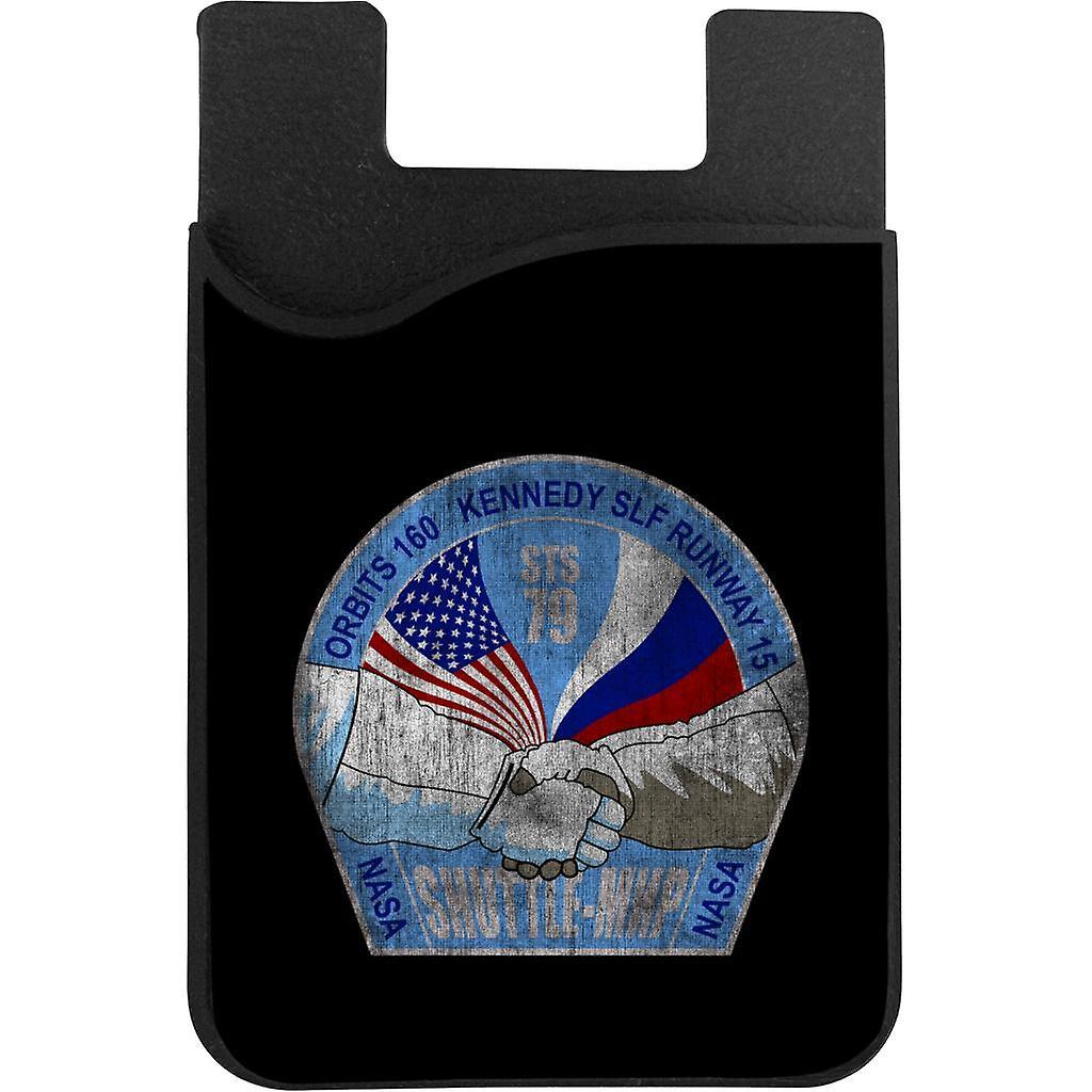 NASA STS 79 Atlantis Mission Badge Distressed Phone Card Holder Black 5.5cm x 8.5cm