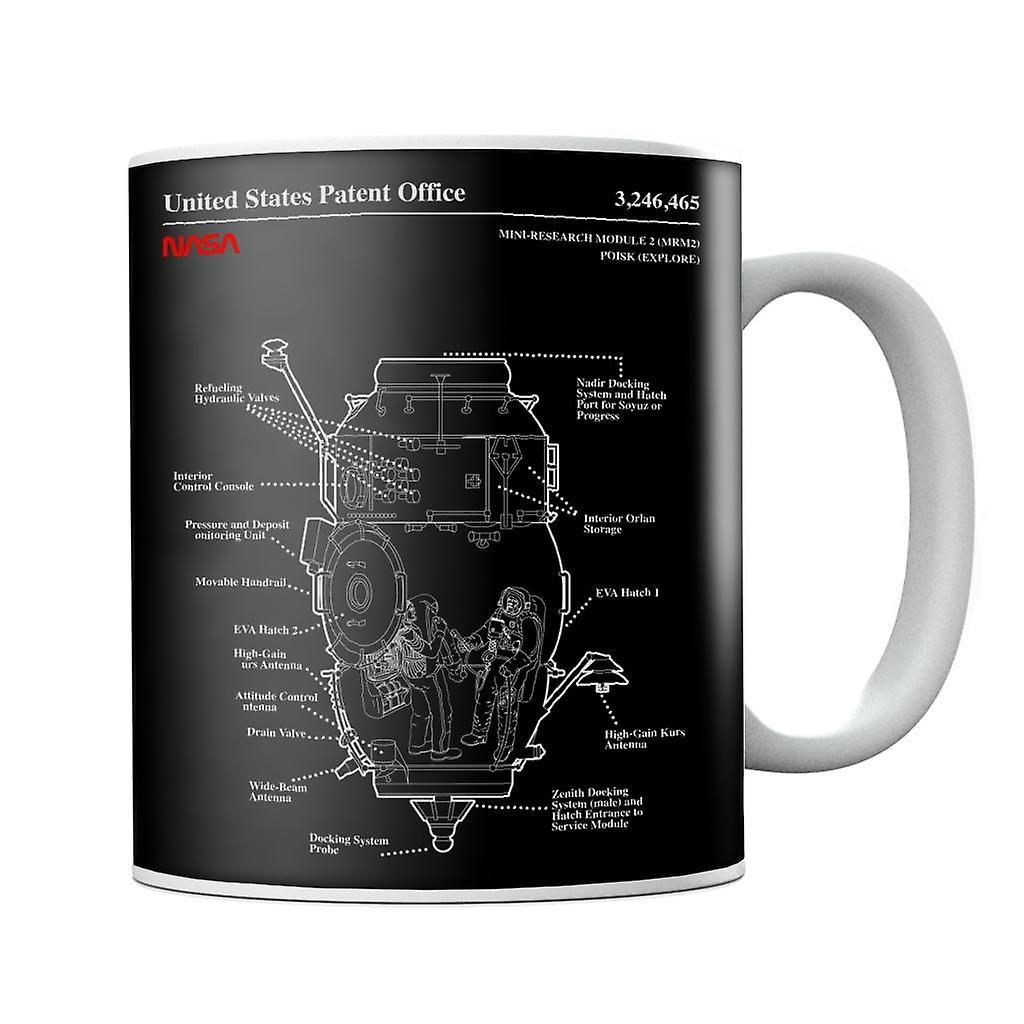 NASA Russian Mini Research Module 2 Blueprint Mug Black 10oz