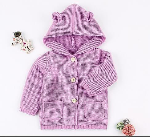 Slowmoose Baby/ Winter Warm Sweaters, Long Sleeve Hooded Coat 6M / Light purple-2033228171