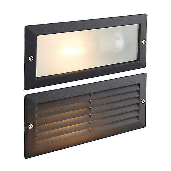 Saxby Lighting (Poole) Eco Outdoor Plain & Louvre IP44 40W Textured Black Paint & Frosted Glass