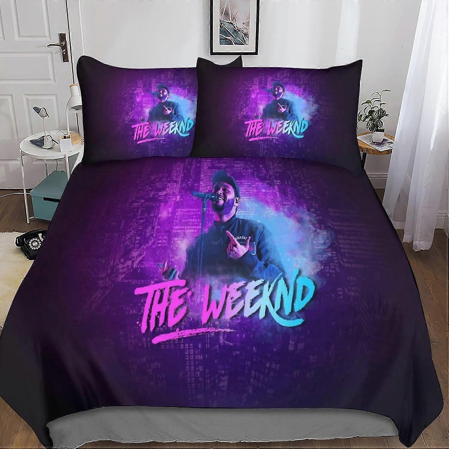 Kerota The Weeknd Reminder 3 Piece Duvet Cover, 3D Bedding Set with Zipper Closure Microfiber Bedding Set with Pillowcase for Adults and Children D...