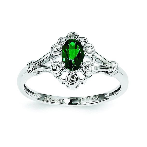 JewelryWeb 925 Sterling Silver Polished Open back Created Emerald and Diamond Ring Measures 2mm Wide Jewelry Gifts for Women - Ring 8