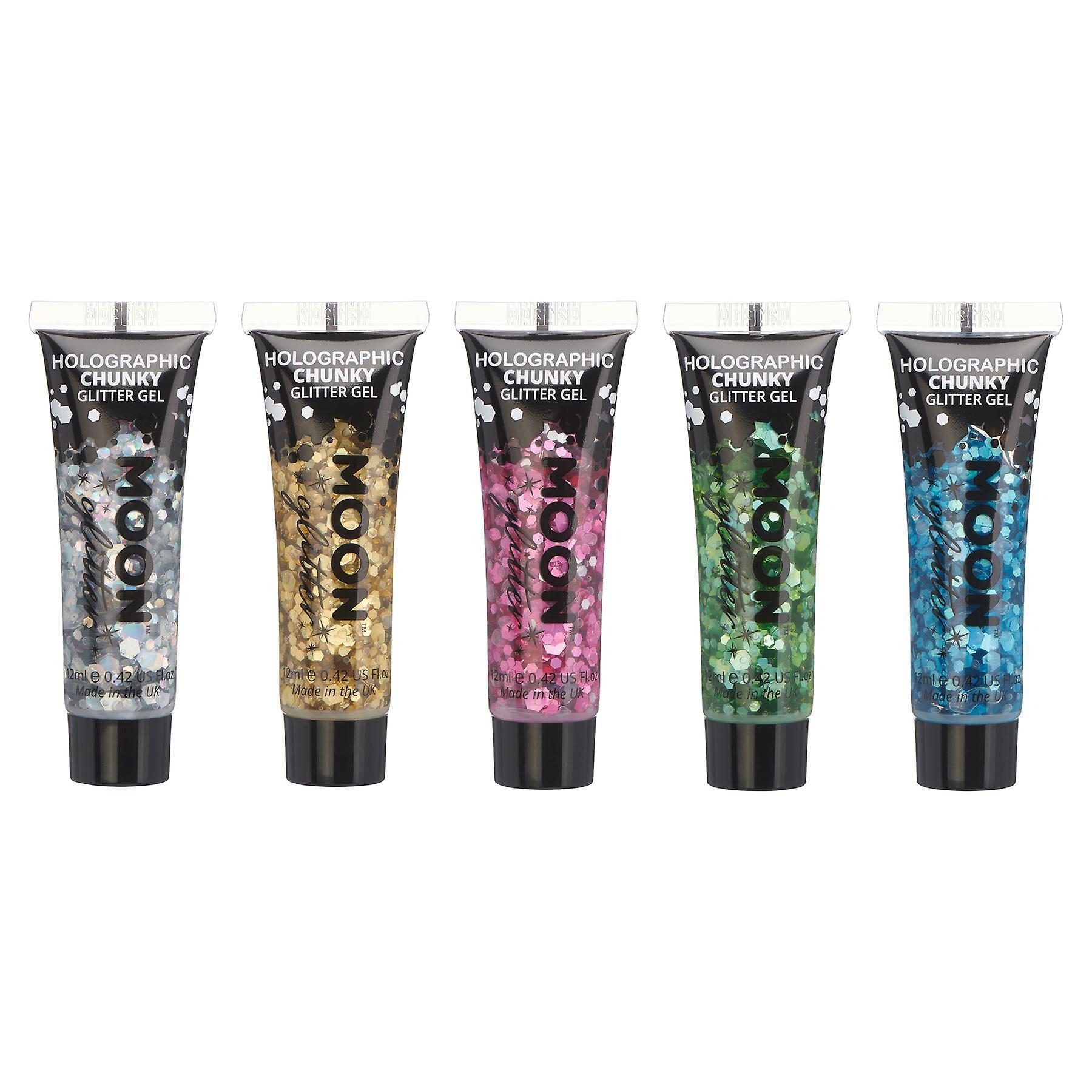 Moon Glittter Moon Glitter - Holographic Chunky Glitter Gel - Set of 5 Silver/Gold/Pink