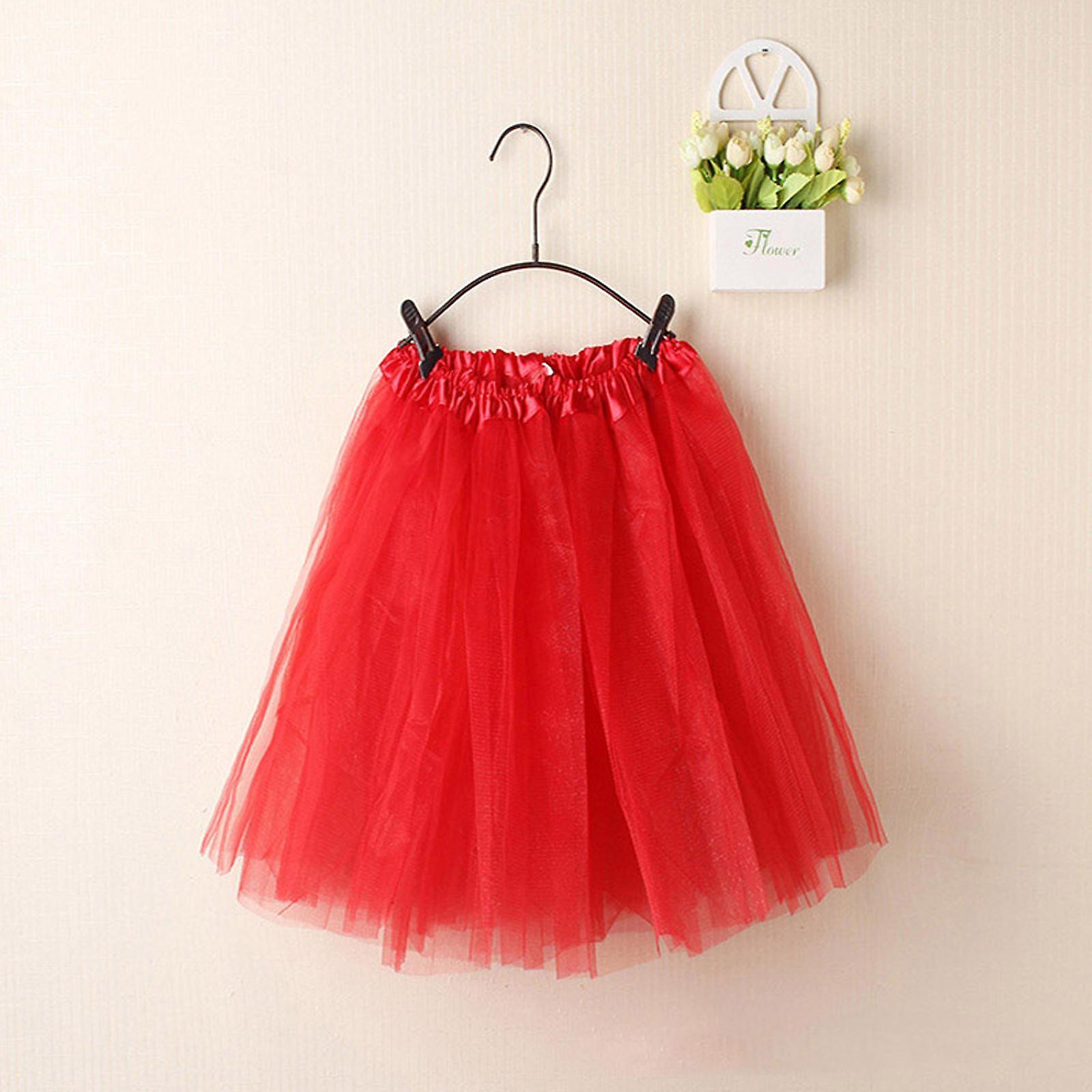 Hongy Womens Tulle Skirts Pleated Gauze Short Adult Tutu Dancing Red Free Size