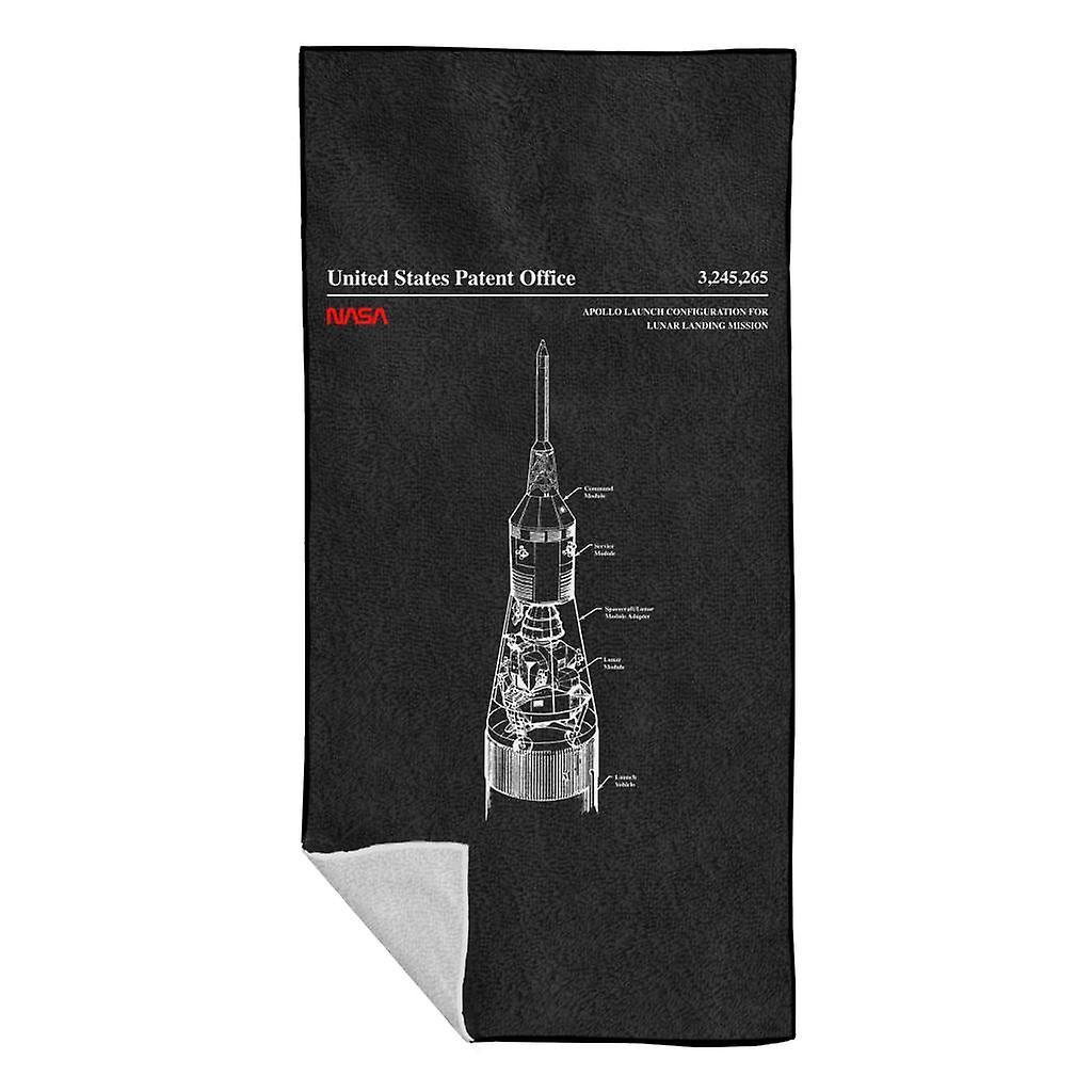 NASA Apollo Launch Lunar Landing Mission Blueprint Beach Towel Black 70 x 140cm