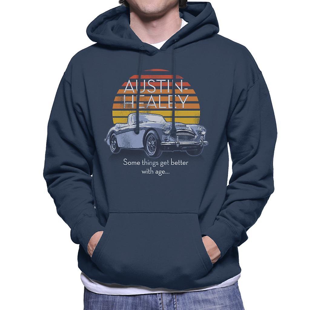 Austin Healey Some Things Get Better With Age British Motor Heritage Men's Hooded Sweatshirt Navy Blue X-Large