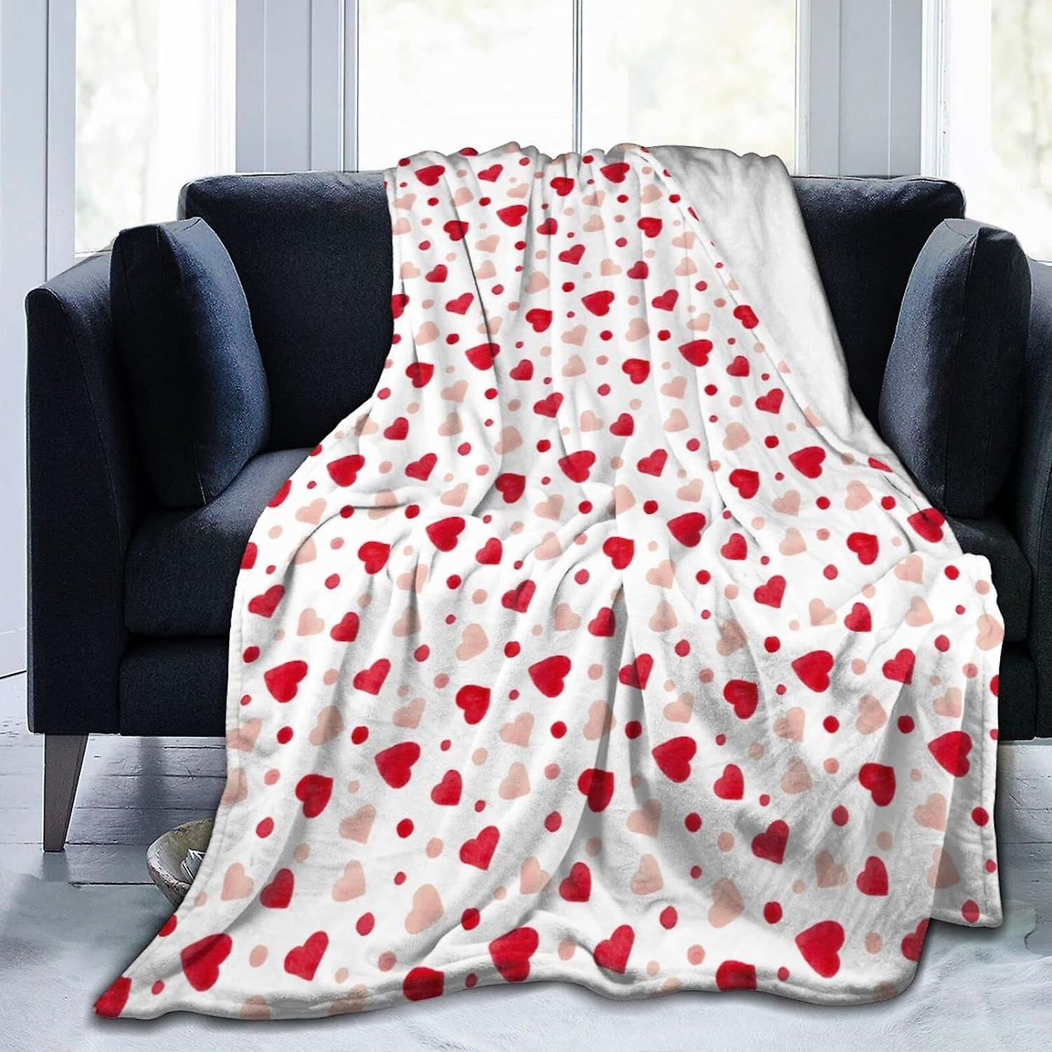 Kerota Soft Throw Blanket Watercolor Hearts And Dots Background Soft Flannel Blanket Warm Washable Aldult Throws Blanket For Bed Sofa Couch 50x40in..