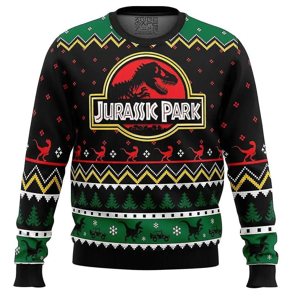 DUqi Ethics Of Cloning Jurassic Park Ugly Christmas Clothing Gift Santa Claus Pullover Men 3d Autumn And Winter Sweatshirt EL zipper-086 Adult-XXXXXL