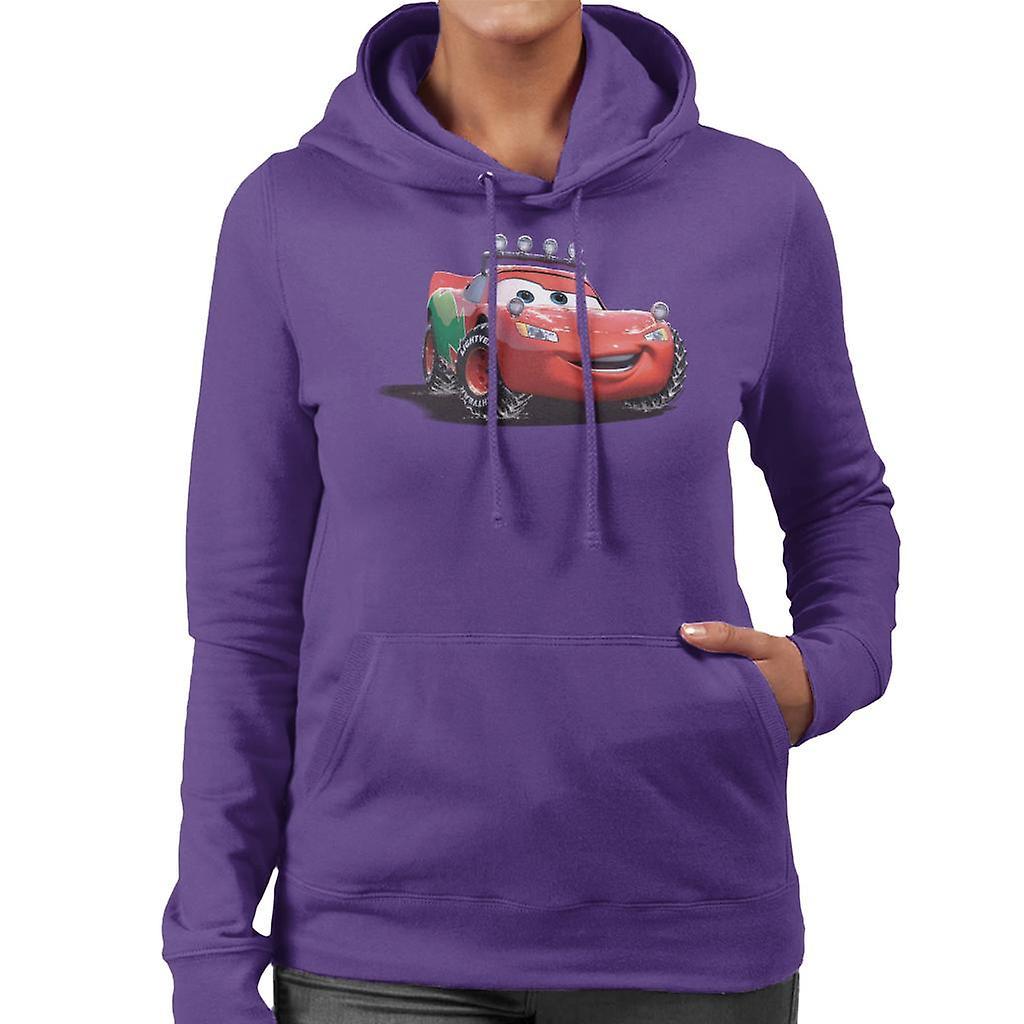 Disney Christmas Cars Lightning Mcqueen Off Road Women's Hooded Sweatshirt Purple Large