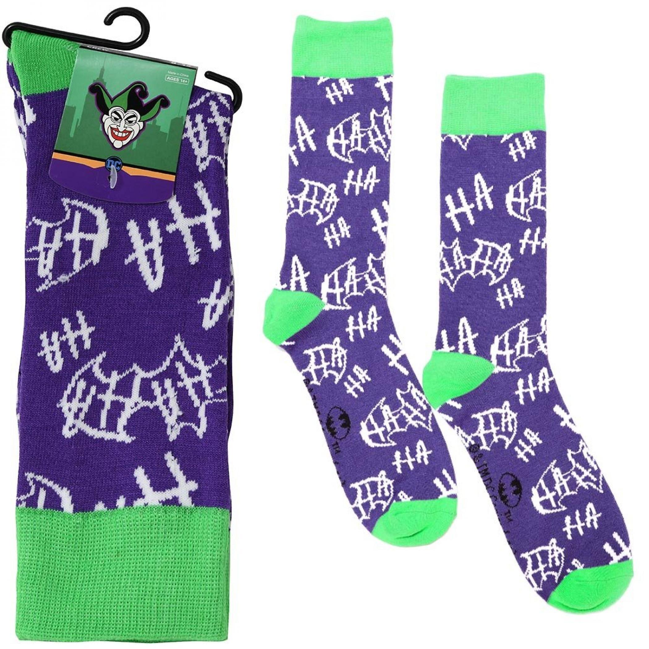 DC Comics Joker Maniacal Laughter Men's Crew Socks Purple