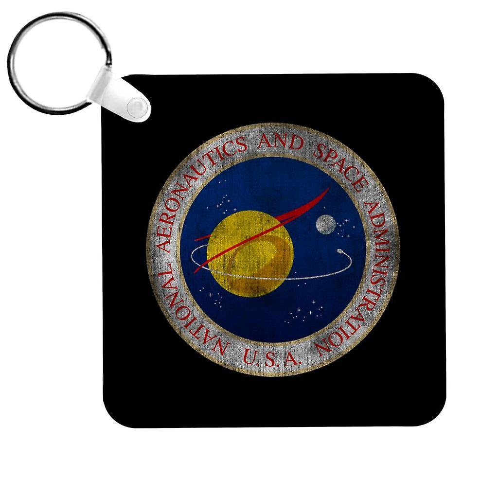 NASA Seal Insignia Distressed Keyring Black 5cm x 5cm