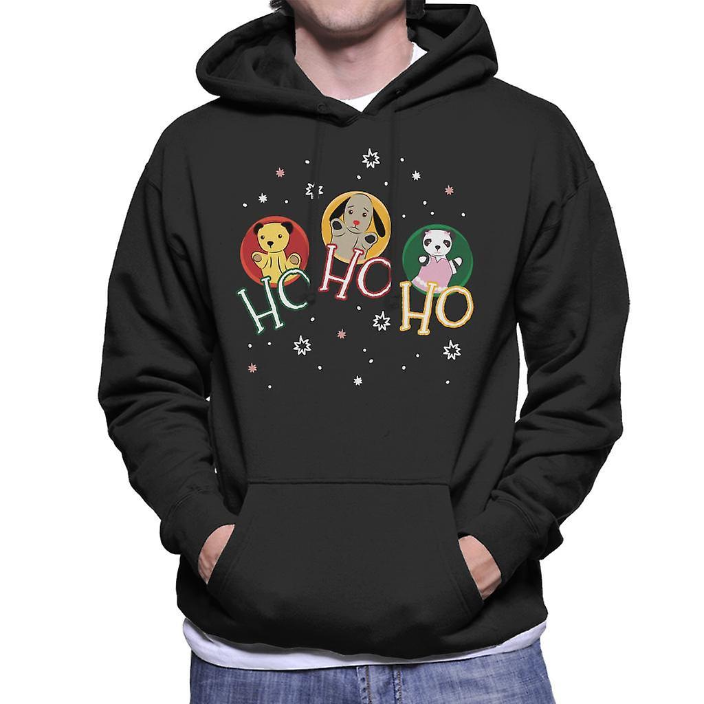 Sooty Christmas Ho Ho Ho Men's Hooded Sweatshirt Black XX-Large