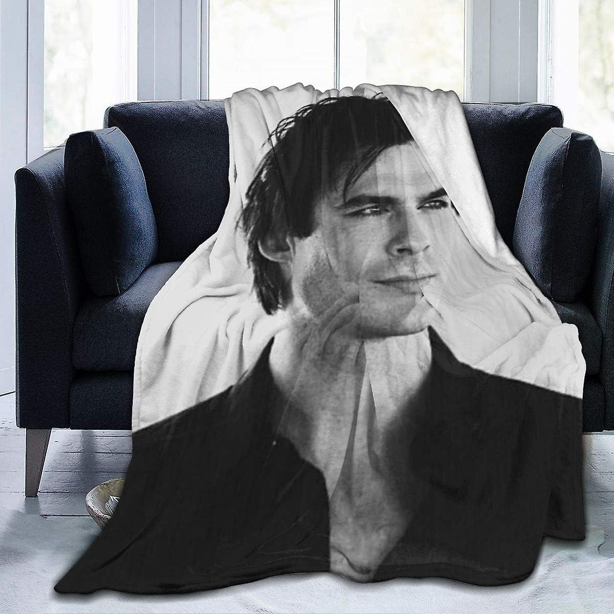 Kerota Damon Salvatore Fleece Blanket Lightweight Super Soft Cozy Luxury Bed Blanket Microfiber a1409 125X100CM