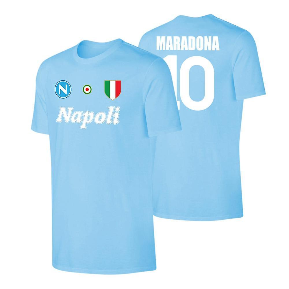 Soccer Tees Napoli 'Vintage 86/87' t-shirt MARADONA - Light blue MB 27-29 inch Chest (69/75cm)