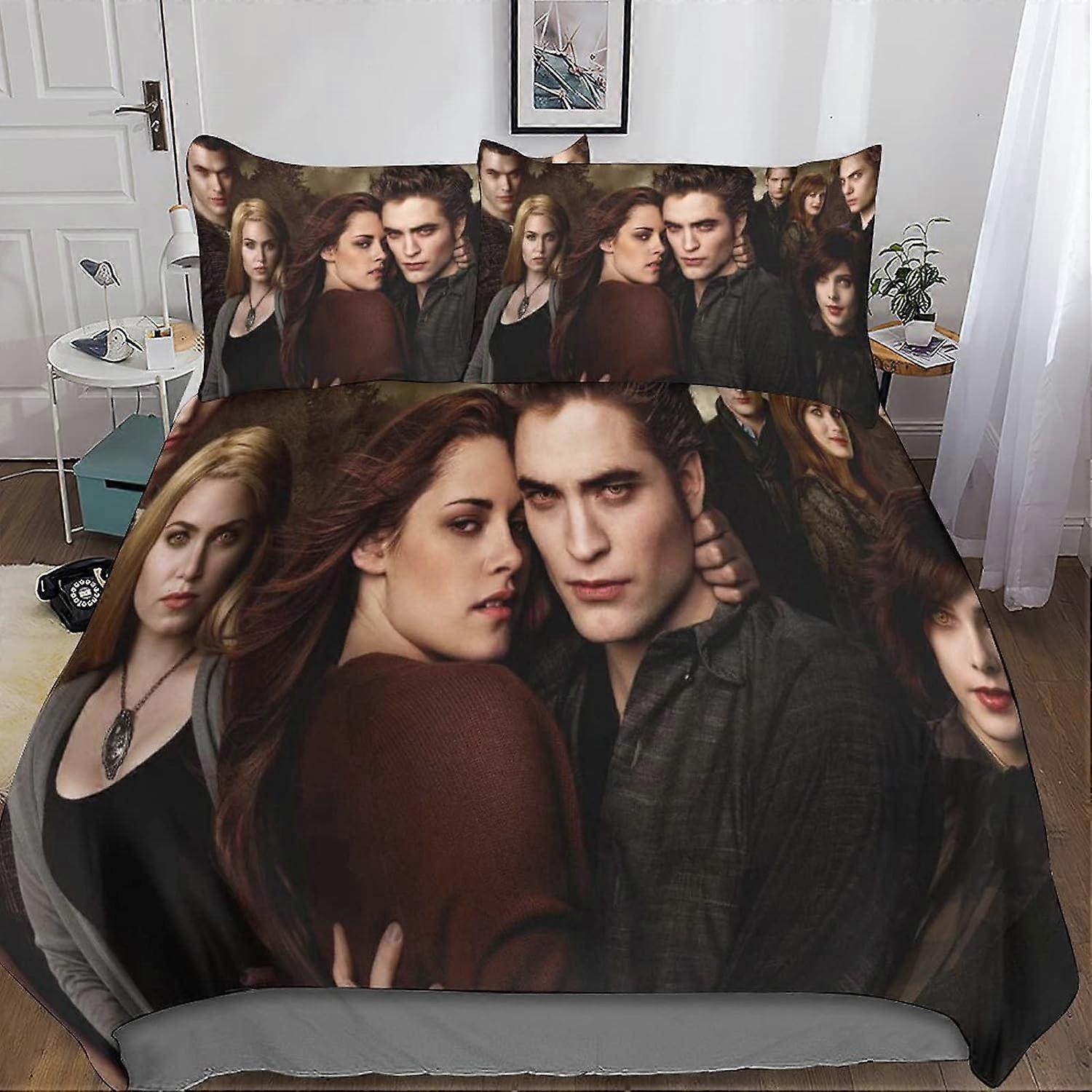 Kerota The Twilight Saga Duvet Cover Set, with Pillowcases Microfiber Bedding Set with Zipper Closure 3 Pieces for Teens and Adults Double King220x...