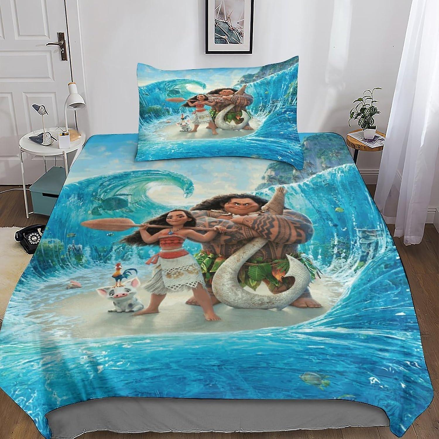 Kerota Vaiana Nautical Animation Duvet Cover Sets, Printed Microfiber Bedding Set Pieces with Zipper Duvet Cover and Pillowcases Sin 135*200 CM Dou...