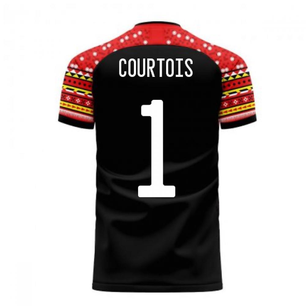 Libero Sportswear Belgium 2024-2025 Away Concept Football Kit (Libero) (COURTOIS 1) Black XLB 7-8yrs (122-128cm)