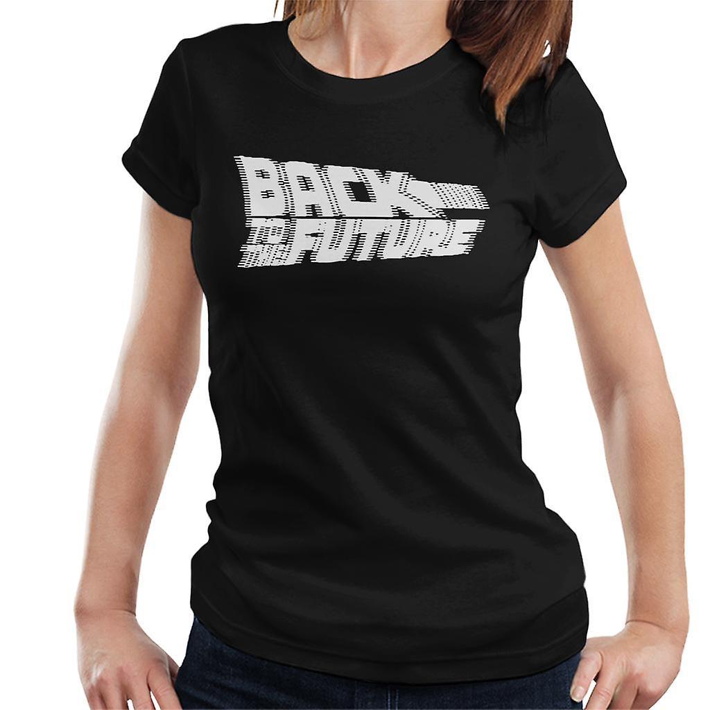 Back to the Future Blurred White Logo Women's T-Shirt Black X-Large