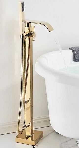 Slowmoose Floor Standing, Matte Black Square Bathtub Shower Faucets For Hot & Cold Water Shiny Gold - TYPE C