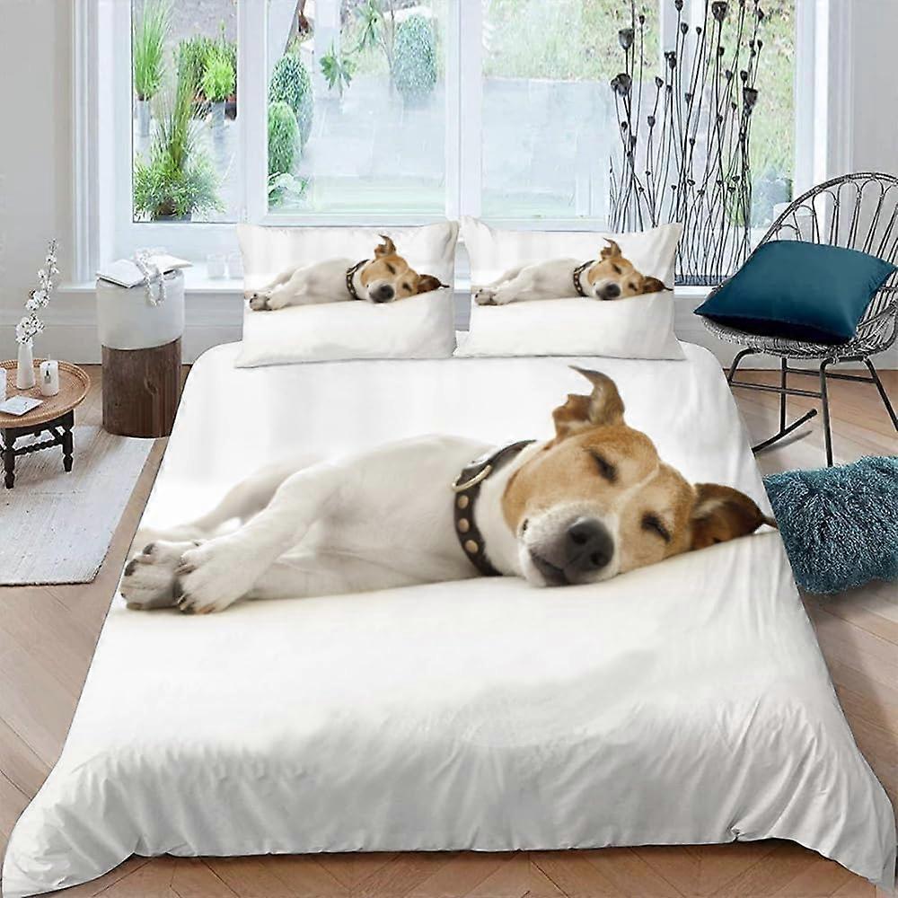 Kerota Bedding Set for Adult cm Terrier Jack Russell Duvet Cover Cute Dogs Animal Bedding Set Microfiber Bedding Set + 2 Pillowcases Single135x200cm