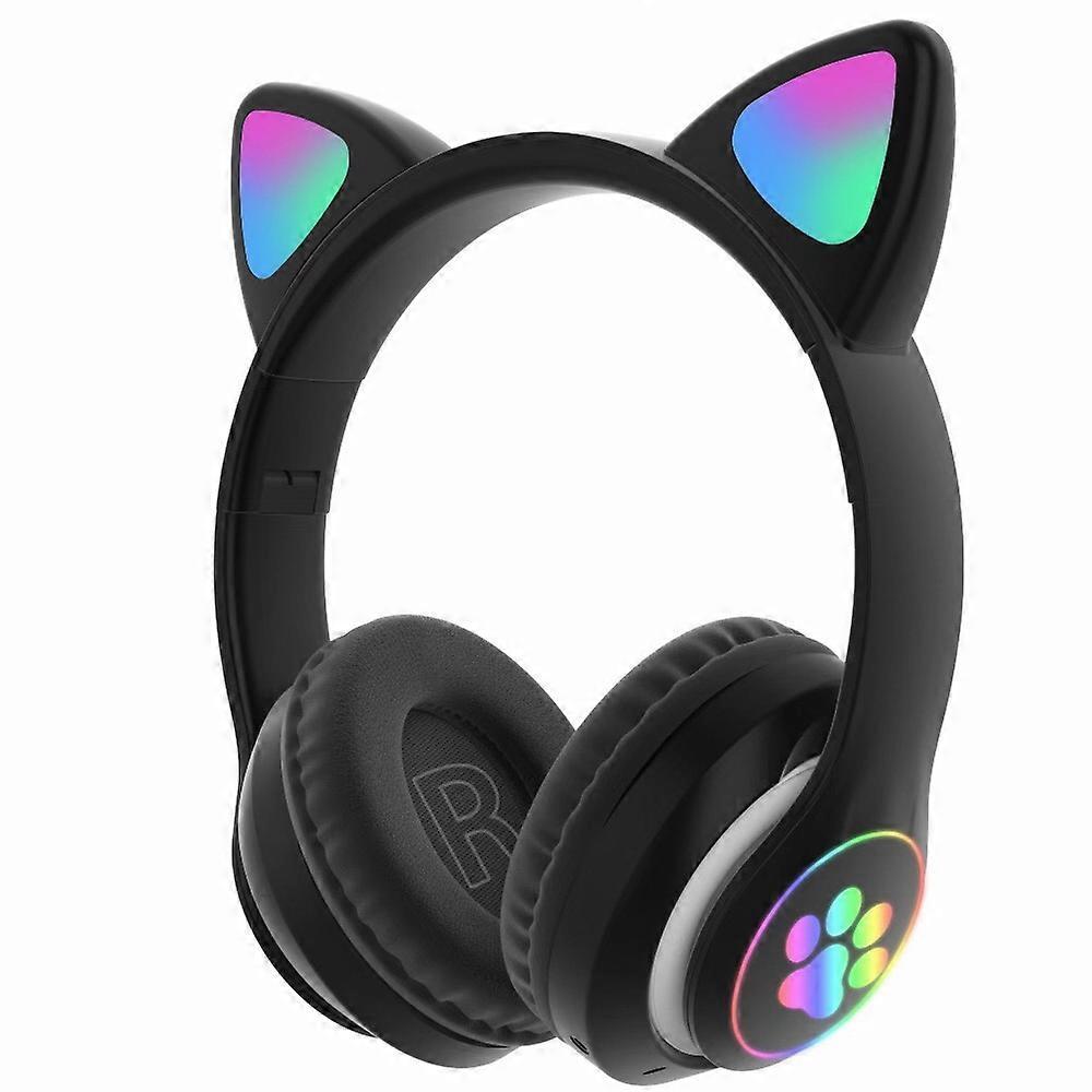 Heyone Headphones Cat Ear Wireless Headphones, LED Light Up Bluetooth Headphones Over On Ear with/Microphone