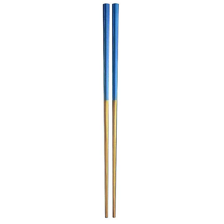 Flye 1 Pair Reusable Chopsticks Metal Korean Chinese Stainless Steel Chop Sticks Chopstick Blue