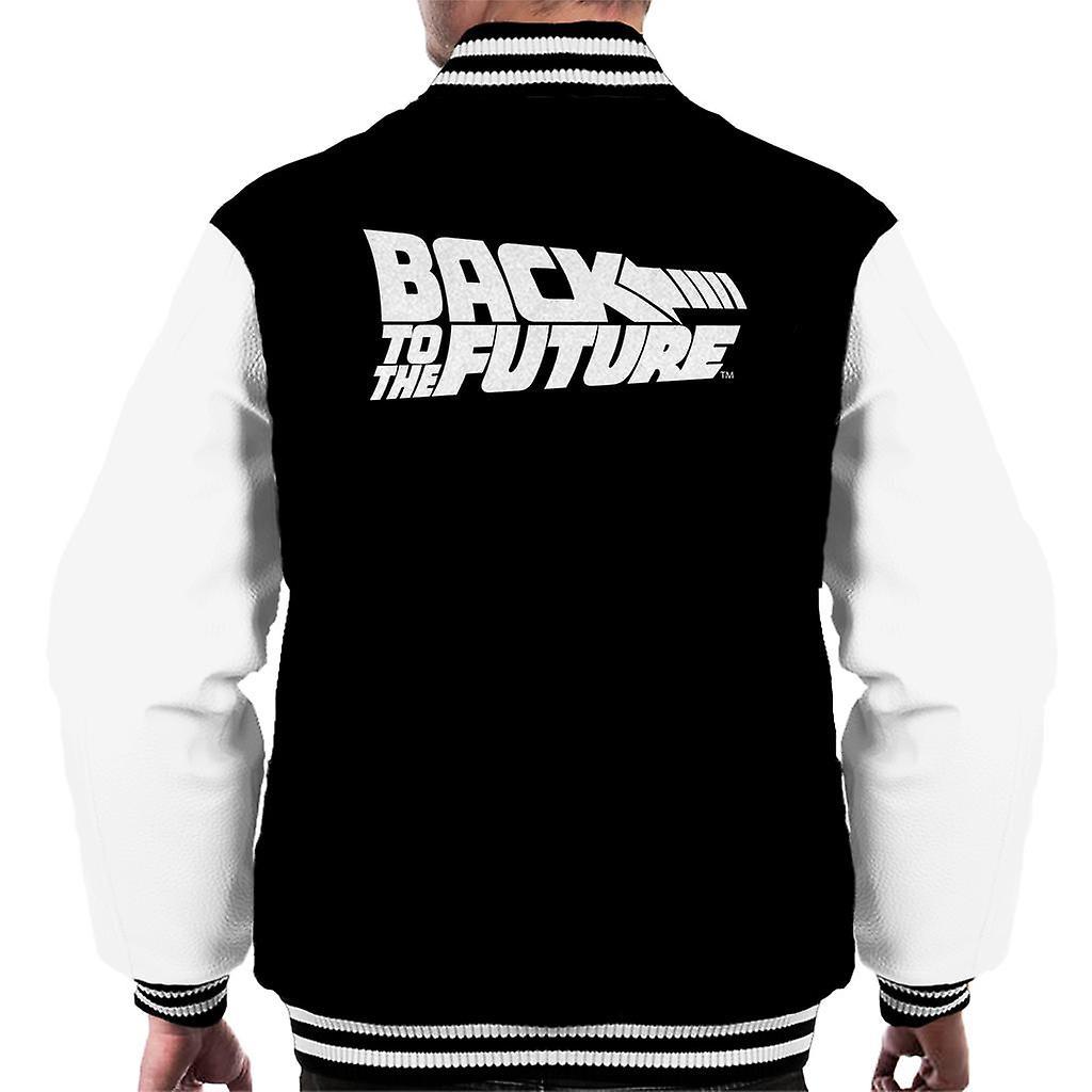 Back to the Future White Logo Men's Varsity Jacket Black/White Small