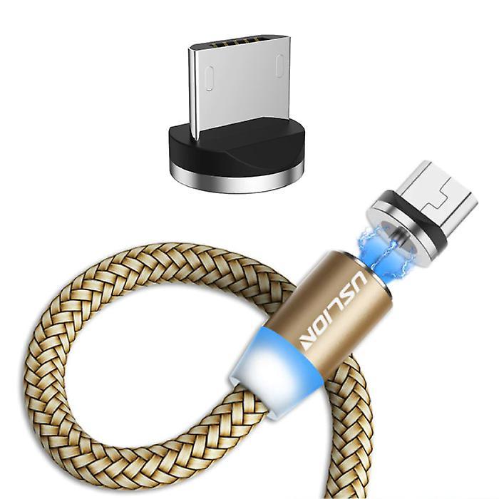 USLION Micro-USB Magnetic Charging Cable 3 Meters - Braided Nylon Charger Data Cable Android Gold