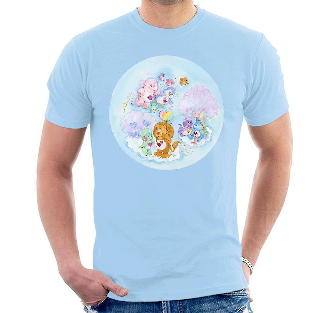 Care Bears Brave Heart Lion Pink Trees Men's T-Shirt Sky Blue Small