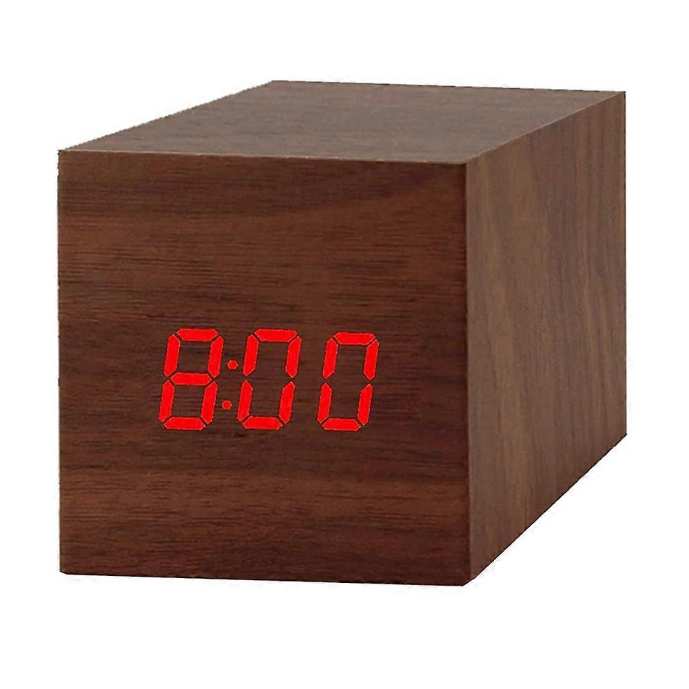 alarm clock | Mini wooden watch - Brown wooden red letter