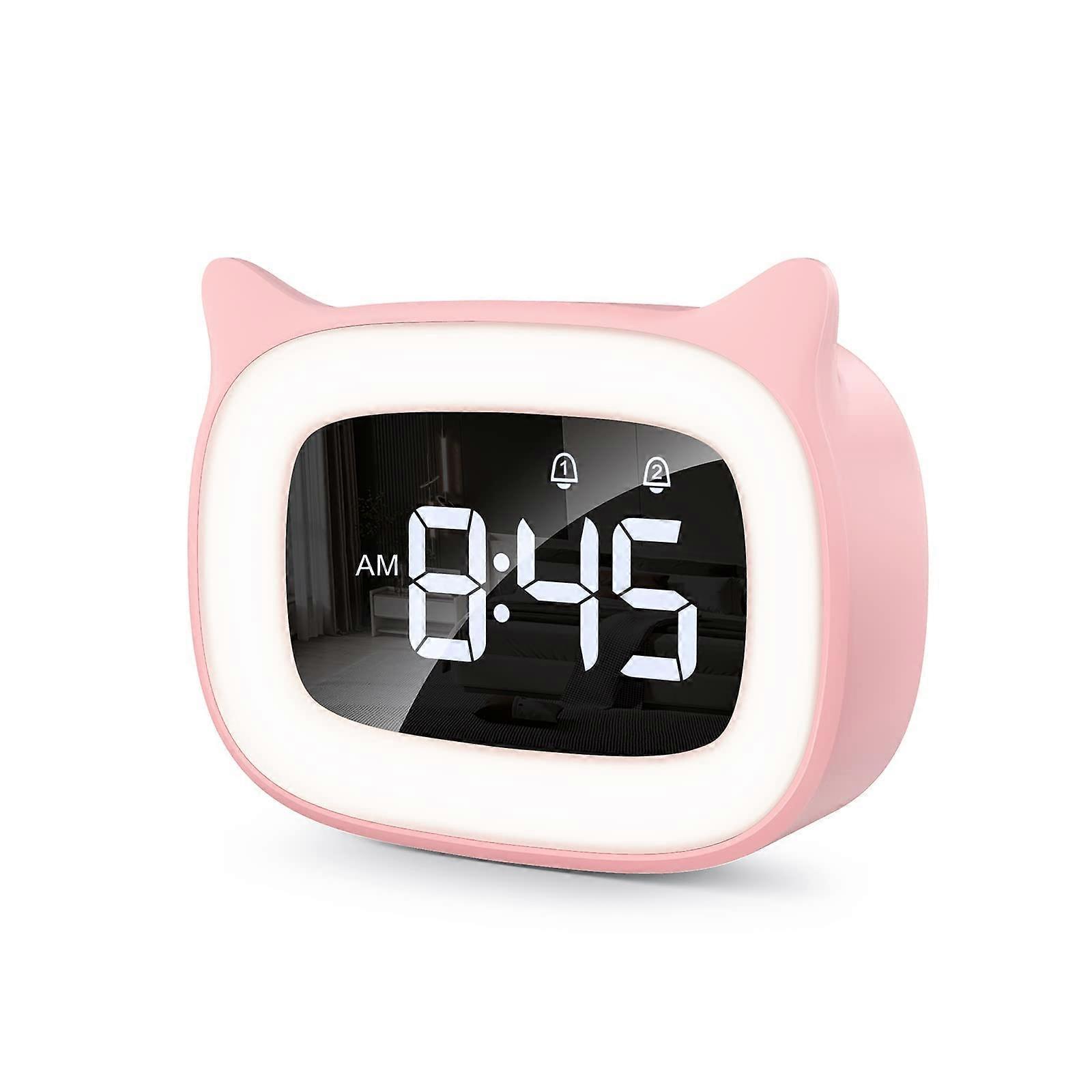 Tsim Alarm clock digital children, alarm clock with light, dual alarm clock, LED night light girls alarm clock, radio clock with snooze function 18...