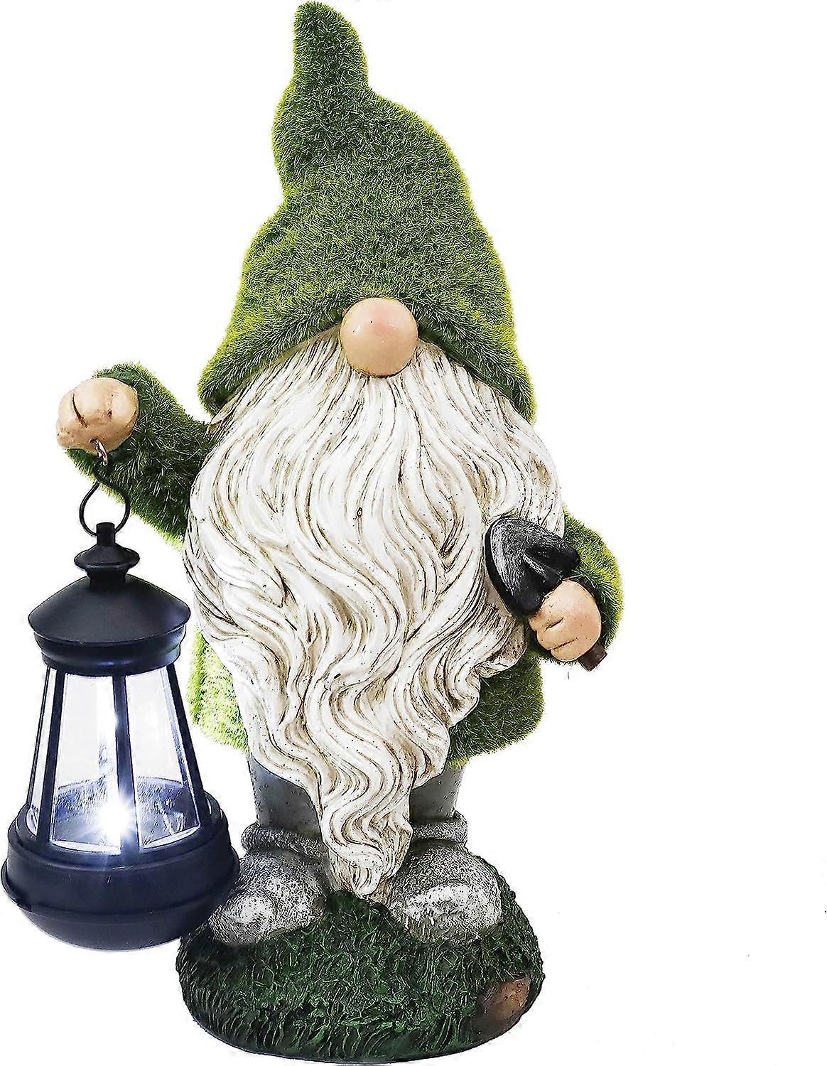 Lertenys Funny Garden Gnome with Lantern, Gonk Statue Outdoor Solar Garden Decoration