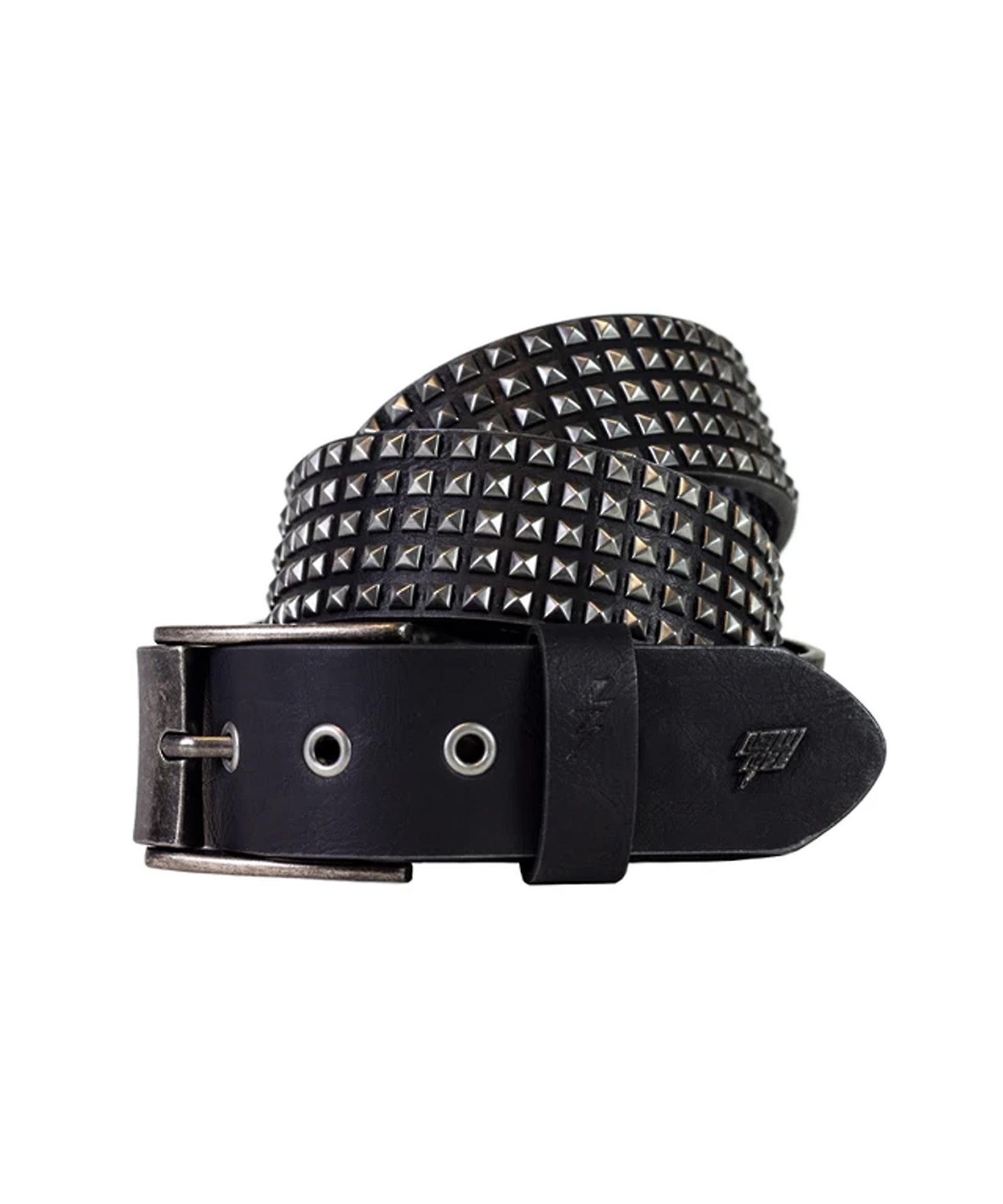 Shrink Studded Leather Belt Black Pewter - Lowlife 32" - 34" Waist (M)