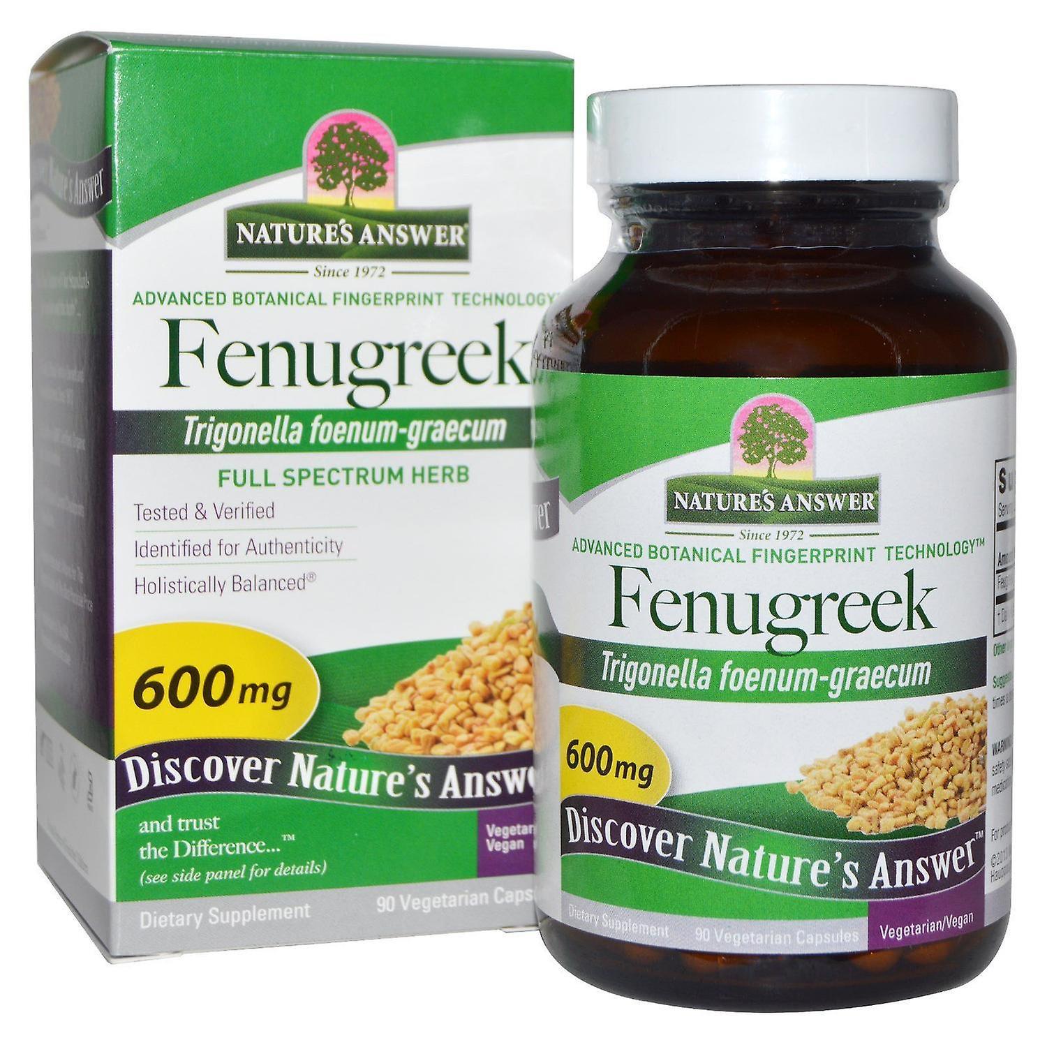 Nature's Answer, Fenugreek, 600 mg, 90 Vegetarian Capsules