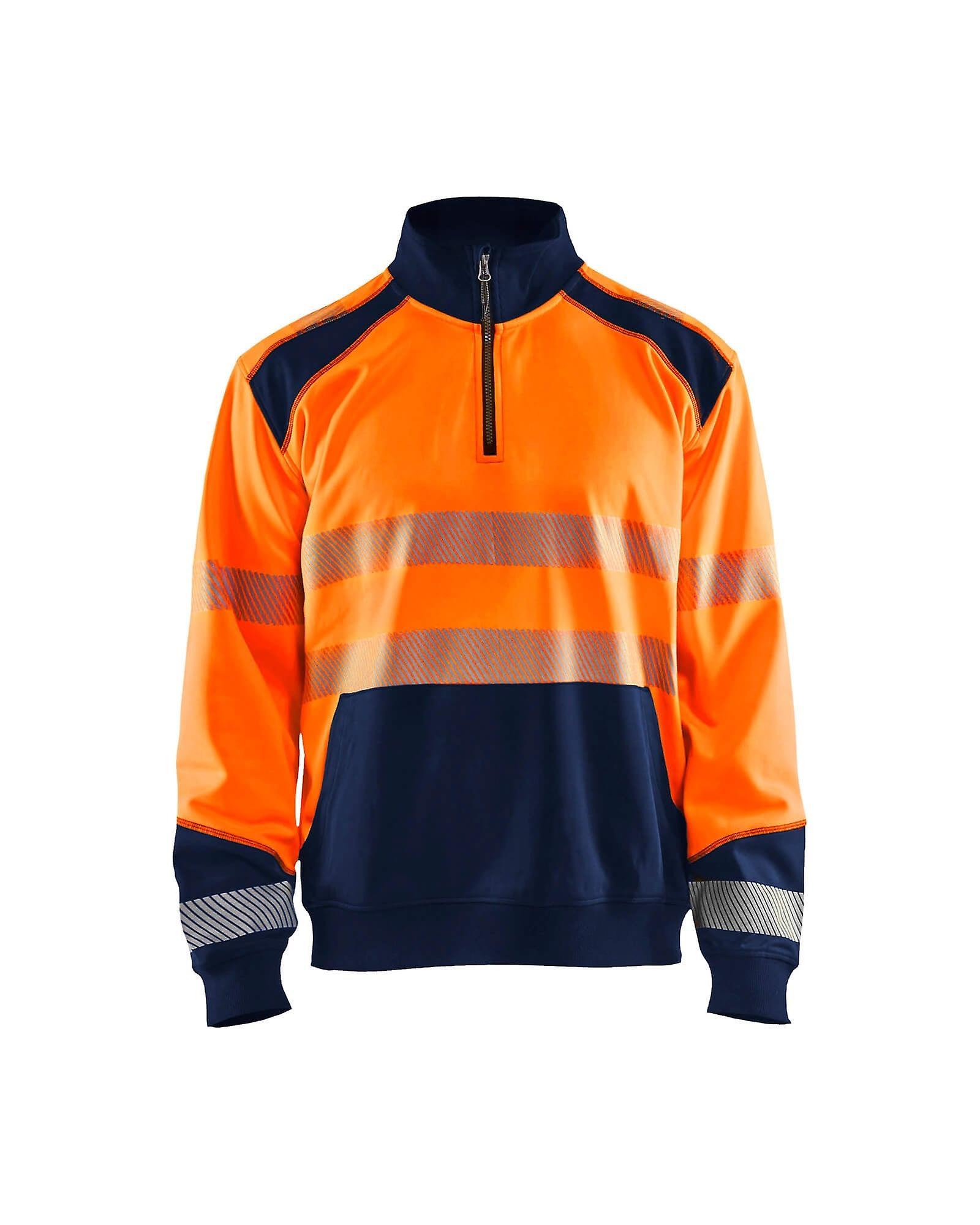 Blaklader 3556 hi-vis sweatshirt half-zip - mens (35562528) Orange/navy blue Xxxl