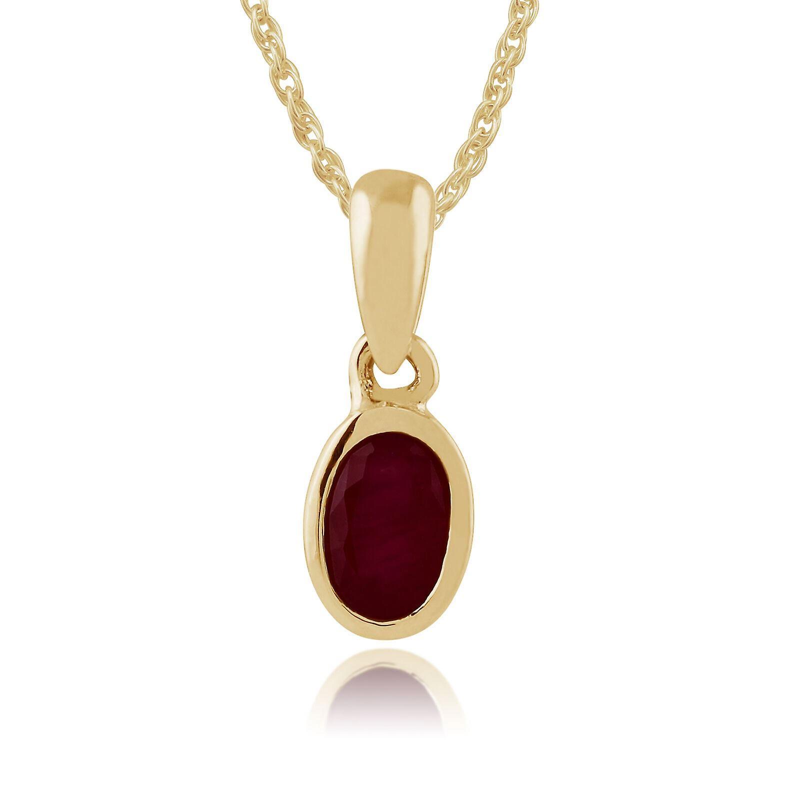 Gemondo Classic Oval Ruby Pendant Necklace in 9ct Yellow Gold 183P1120039 Red One Size