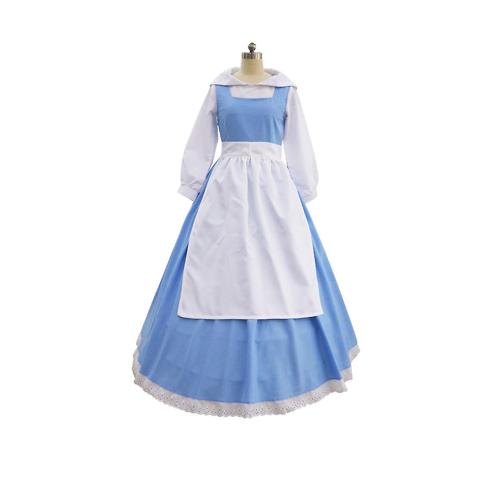 Jnnjv Belle Costume Blue for Women, Beauty and the Beast Dress, Adult Cosplay Outfit XL