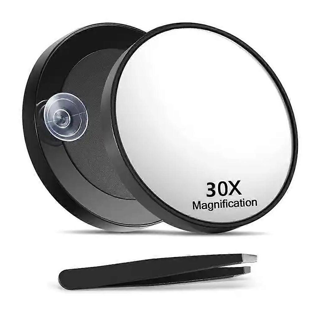 Aromujoy 30X Magnifying Mirror with Tweezers Magnified Makeup Mirror with 2 Suction Cups for Grooming