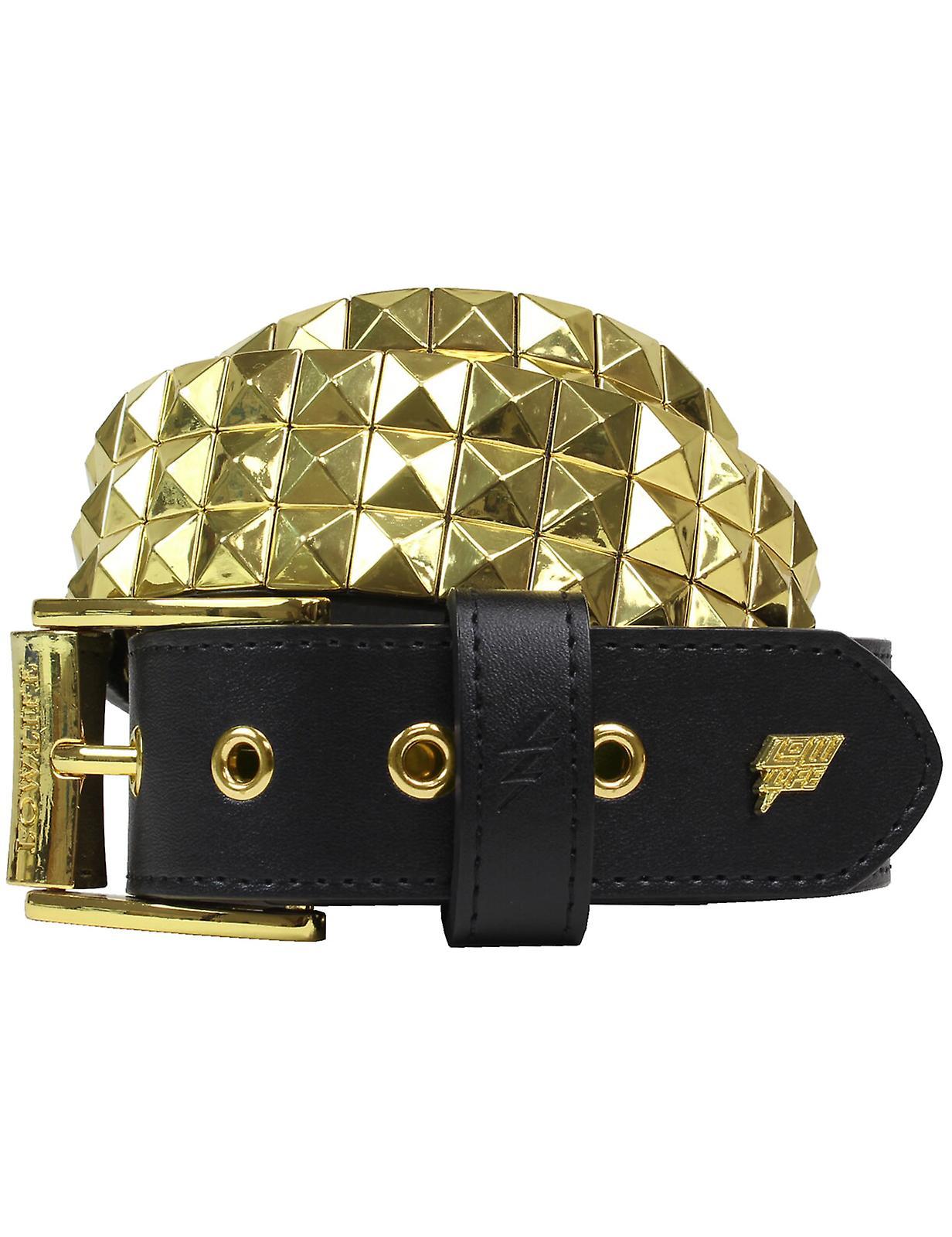 Triple Studded Leather Belt  - Lowlife Black 32" - 34" Waist (M)