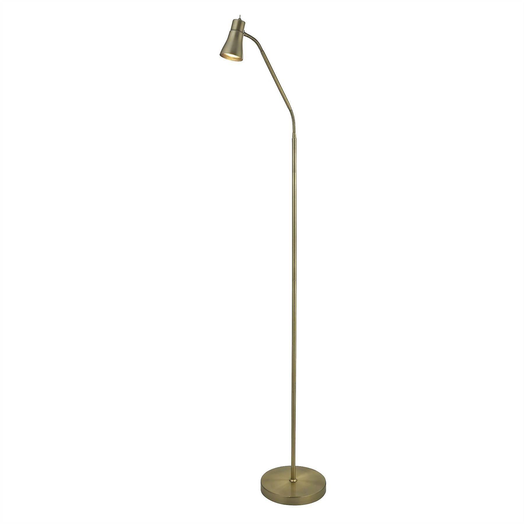 Searchlight Lighting Fusion 1 Light Floor Lamp Antique Brass with Flexi Head, GU10