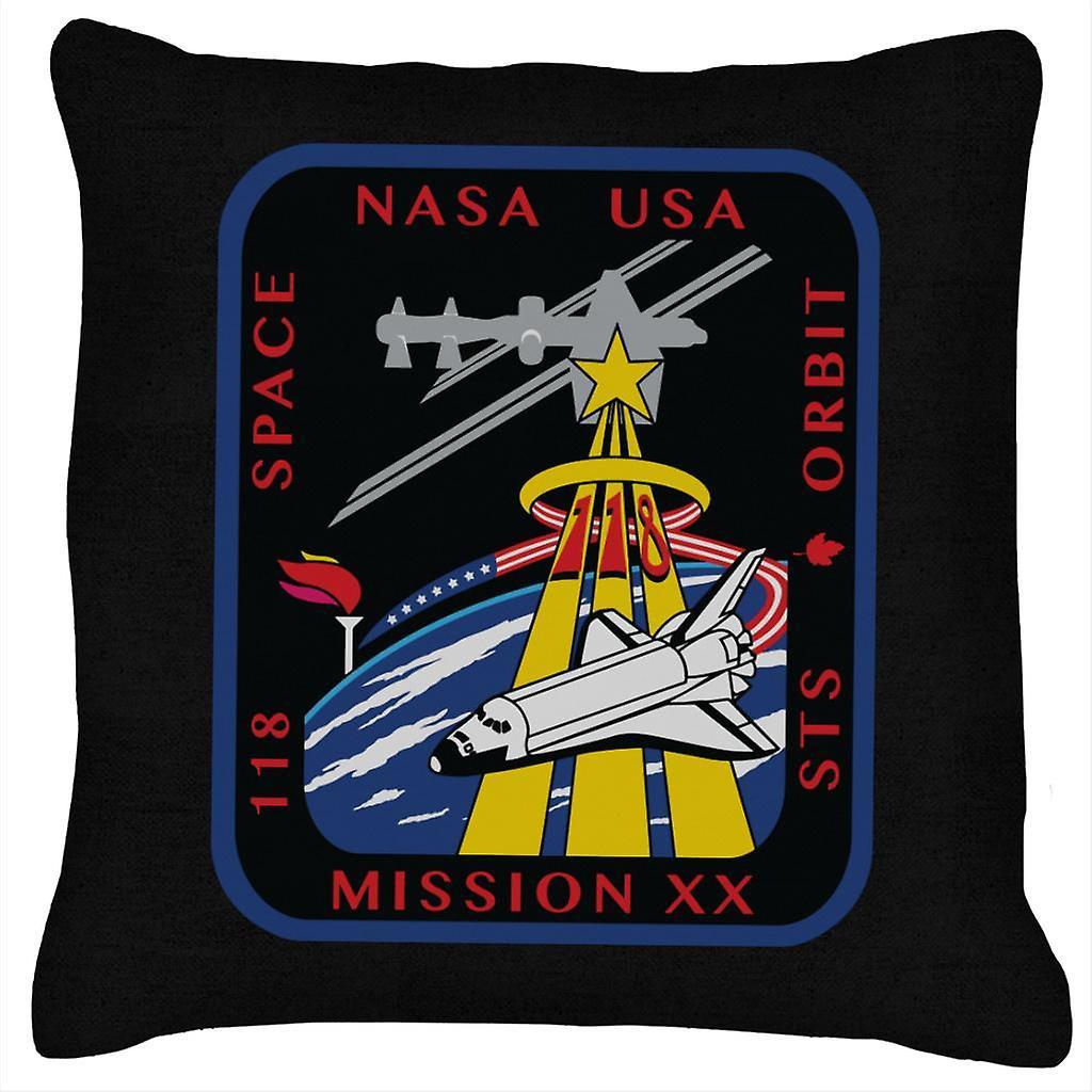 NASA STS 118 Space Shuttle Endeavour Mission Patch Cushion Black 40 x 40cm