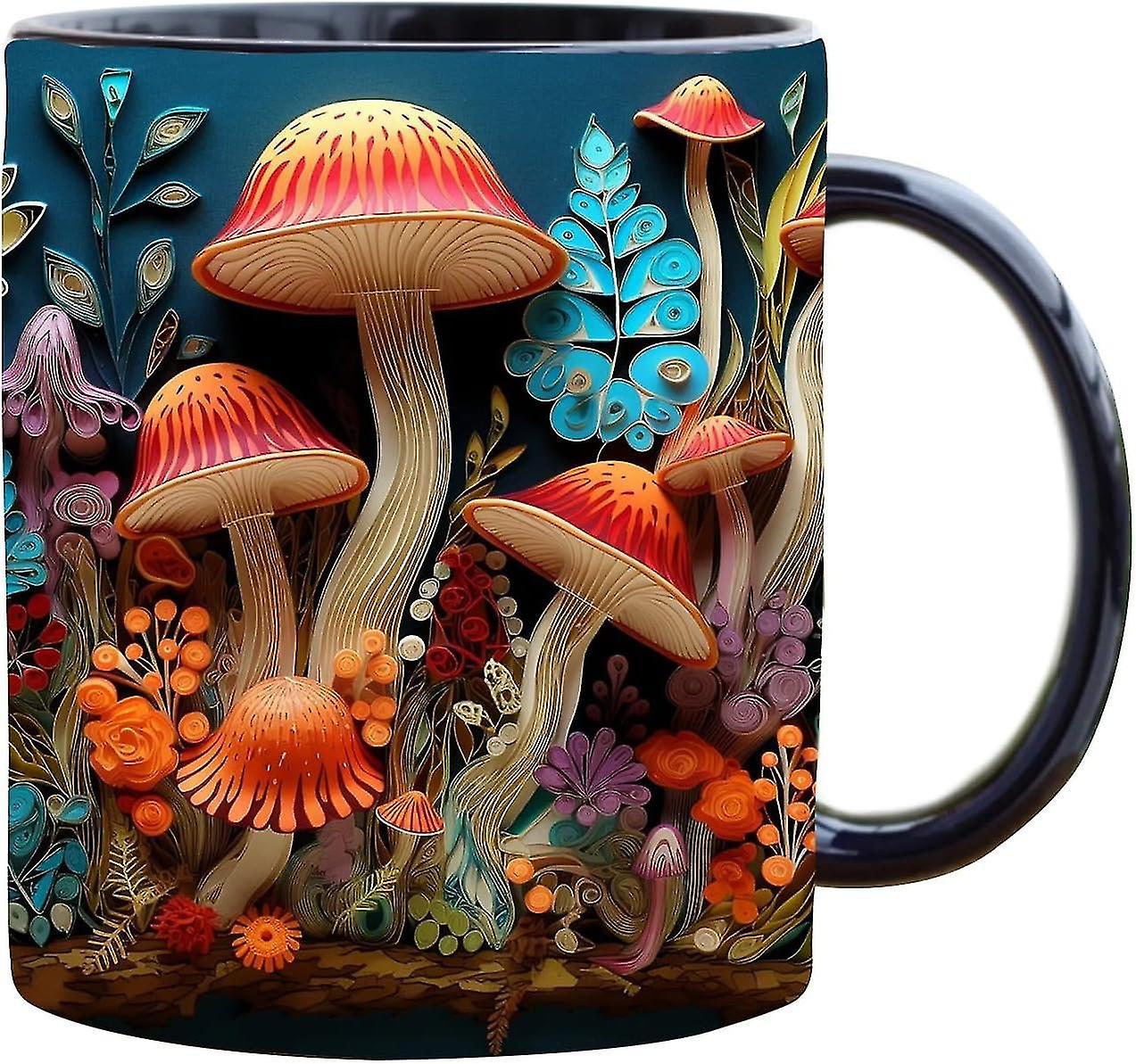 SML 3d Effect Magic Mushrooms Mug, Travel Coffee Mug, Funny Coffee Mug, Ceramic Coffee Mug, Hot Chocolate Mug, Mushroom Cup 3d Mug C