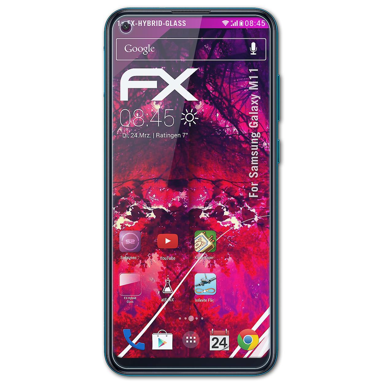 atFoliX armored film compatible with Samsung Galaxy M11 glass film 9H protective armor 03 FX HYBRID GLASS